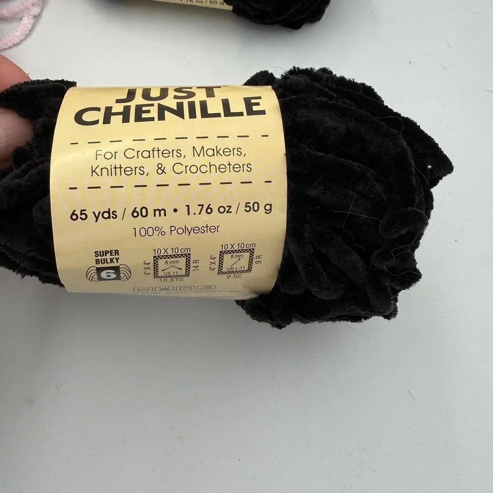 Lot of Premier Just Yarn Dream Chenille Yarn Bundle Red Pink Black Super Bulky